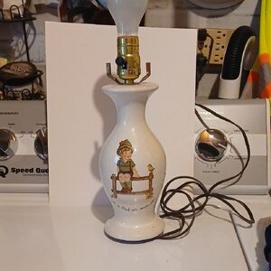 Vintage 1950s 60s Mcm Nursery Lamp with Child Illustration